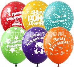 Латексный шар SDR-28 12″ – Микс “День Рождения ” 100 шт.
