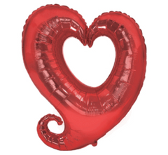 Фольгована кулька Flexmetal Велика фігура Серце в серці з хвостиком червоне