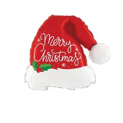 Фольгована кулька Велика фігура Шапка санти червона Merry Christmas 64 см (Китай)
