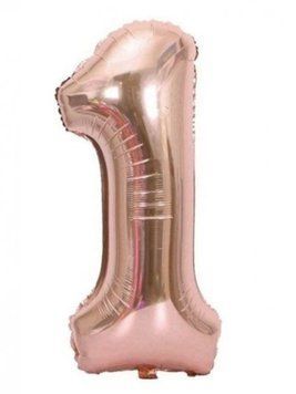 Фольгированный шар цифра &laquo;1&raquo; Rose Gold 16" (Китай)