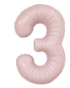 Фольгированный шар цифра &laquo;3&raquo; slim Пыльная Роза 32&rdquo; (Китай)