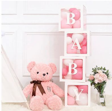 Набір коробок 30*30*30см Білі грані 4шт (+ наклейка Baby)