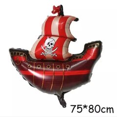 Фольгована кулька Велика фігура піратський корабель червоний (Китай)