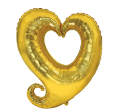 Фольгована кулька Flexmetal Велика фігура Серце в серці з хвостиком золоте
