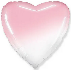 Фольгована кулька Flexmetal 32" Серце Омбре біло-рожевий (baby pink)