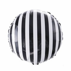 Фольгована кулька 18" круг смугастий чорно білий Китай