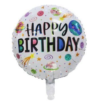 Фольгированный шар 18&rdquo; Круг Happy Birthday космос на белом фоне Китай