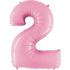 Фольгированный шар Grabo цифра «2» Розовый Пастель 40" в уп