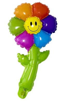 Фольгована кулька Міні фігура Ромашка кольорова 45х25 см (Китай)