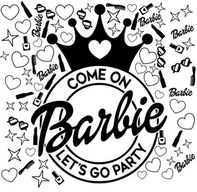 Наклейка Come on Barbie з короною на 18”-20" (25х30см) + монтажка