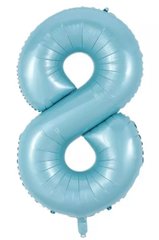 Фольгована кулька цифра «8» Блакитна 16" (Китай)