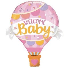 Фольгована кулька Велика фігура Повітряна куля Welcome baby Рожевий (Китай)