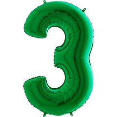 Фольгована кулька Grabo цифра «3» Зелена 40" в уп