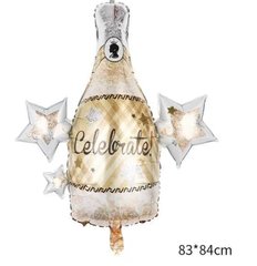 Фольгированный шар Большая фигура Шампанское со звёздами (84см) (Китай)
