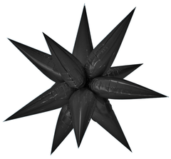 Фольгированный шар Звезда колючка чёрная 100 см (Китай)