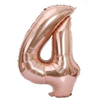 Фольгированный шар цифра &laquo;4&raquo; Rose Gold 16" (Китай)