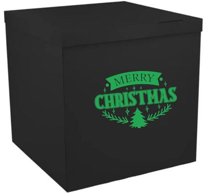 Наклейка Merry Christmas Ялинки та роги на коробку НР (30х42 см) + монтажка