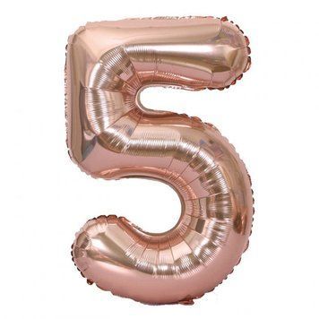 Фольгированный шар цифра &laquo;5&raquo; Rose Gold 16" (Китай)