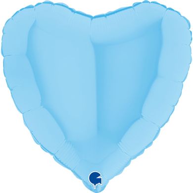 Фольгована кулька Grabo 18" Серце макарун Блакитний (Matte Blue)