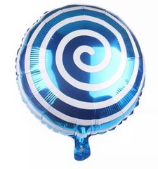 Фольгована кулька 18" круг спіралька синя Китай