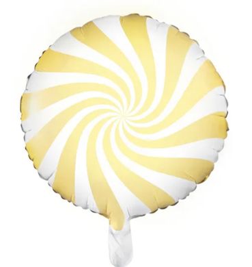 Фольгированный шар PartyDeco 18” круг леденец желтый макарун