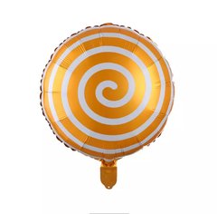 Фольгированный шар 18” круг спиралька оранжевая Китай