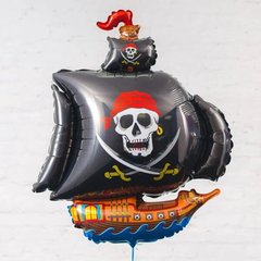 Фольгированный шар Flexmetal Большая фигура Пиратский корабль чёрный