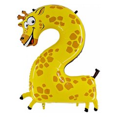 Фольгированный шар Grabo цифра «2» Жираф 40"