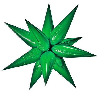 Фольгированный шар Звезда колючка зелёная 65 см (Китай)