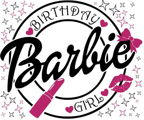 Наклейка Barbie Birthday Girl 2 кольори на коробку (30х35см) + монтажка