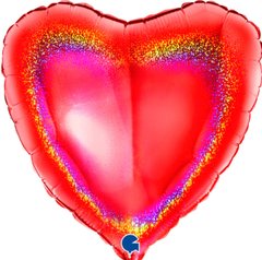 Фольгированный шар Grabo 18" Сердце глиттер Красное