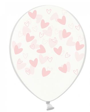 Латексна кулька Belbal 12" Серця ніжно рожеві на прозорому (1 шт)
