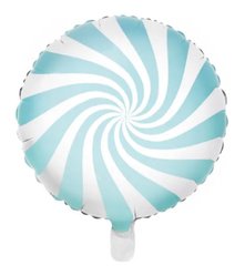 Фольгированный шар PartyDeco 18” круг леденец голубой макарун