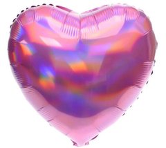 Фольгированный шар 18” Сердце Голограмма Розовое (Китай)