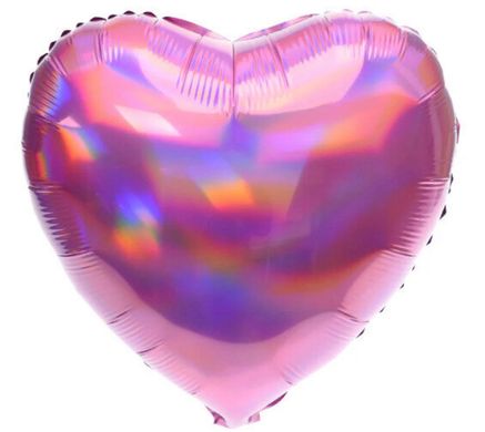 Фольгированный шар 18” Сердце Голограмма Розовое (Китай)