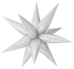 Фольгированный шар Звезда колючка белая 65 см (Китай)