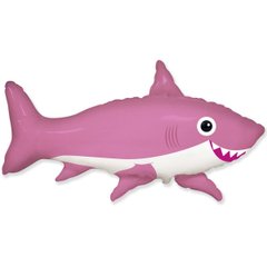 Фольгированный шар Flexmetal Большая фигура акула веселая розовая