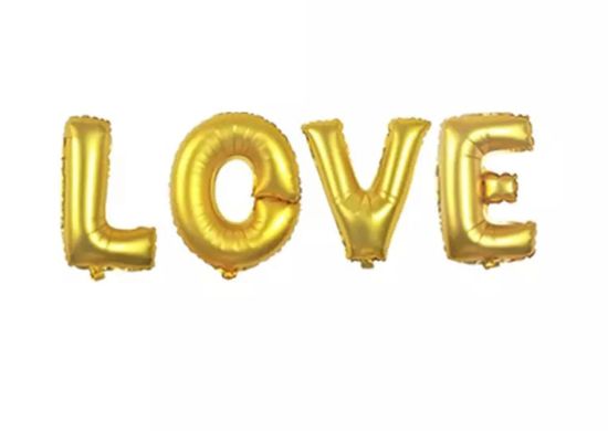 Фольгированные шарики буквы Love, золото 40см