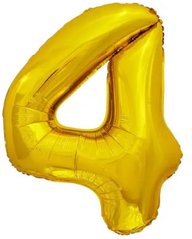Фольгована кулька цифра «4» Золото 76 см Під гелій в уп. (Китай)