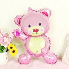 Фольгована кулька Міні фігура ведмедик рожевий (Китай)