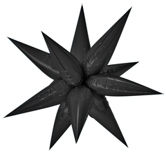 Фольгированный шар Звезда колючка чёрная 65 см (Китай)