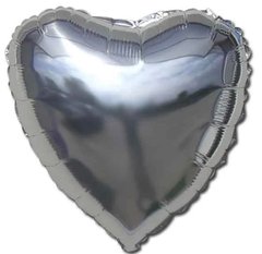 Фольгированный шар 18” Сердце Серебро (Китай)