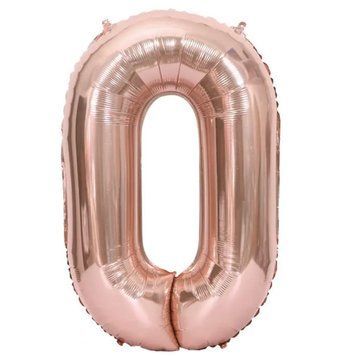 Фольгированный шар цифра &laquo;0&raquo; Rose Gold 76 см Под гелий в уп. (Китай)