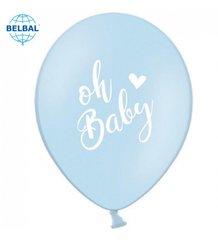 Латексна кулька Belbal 12” "Oh baby!" На блакитному (1 шт)