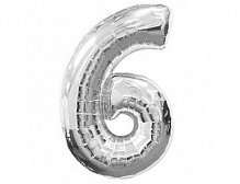 Фольгированный шар Flexmetal цифра «6» Серебро 32"