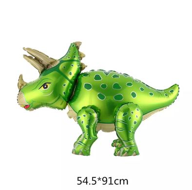 Фольгированный шар Стоячая фигура Трицератопс зелёный 91см (Китай)