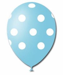 Латексный шар 12” голубой шар в белый горох (100 шт)