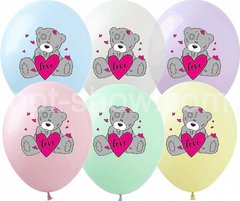 Латексна кулька Art Show 12" SPR-40 Ведмедик Тедді з серцем макарун (1 ст) (100 шт)