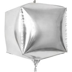 Фольгированный шар 24” куб Серебро (Китай)