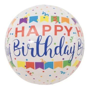 Фольгована Кулька 22&rdquo; Сфера Прапорці Happy Birnhday 55 см (Китай)